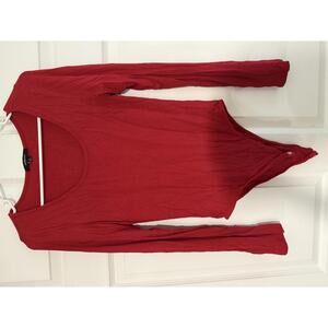 Red Long Sleeve Ribbed Bodysuit - Size Large